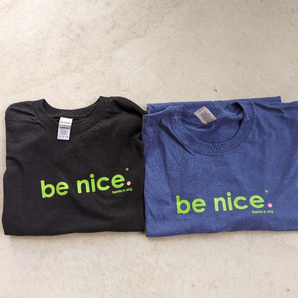 Unisex be nice. Blue Tshirt size large